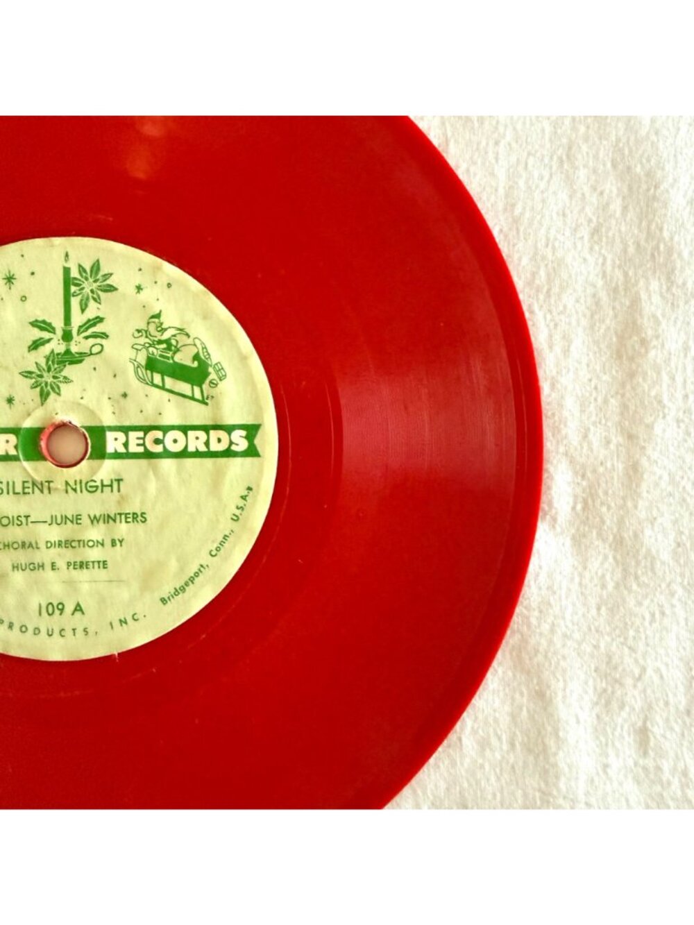 Vintage 1950s Silent Night Red Vinyl 78 Record Christmas Decor Spear Records - Picture 7 of 12